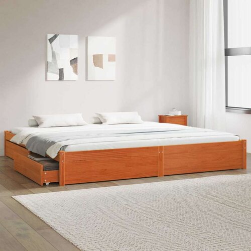  Konstrukcija postelje s predalom Voskast rjav 180 x 200 cm, (5000121448) Cene
