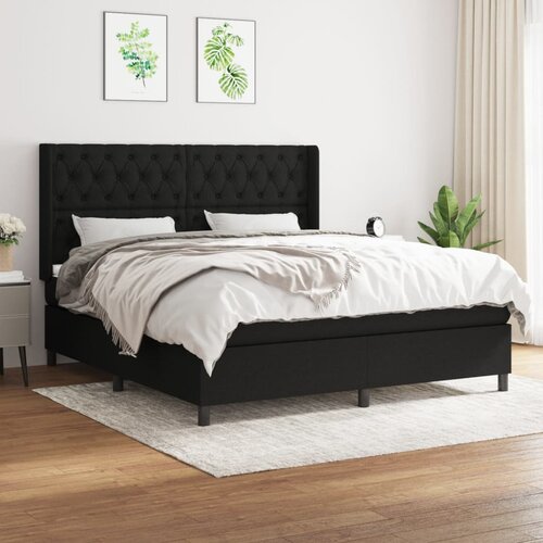 VidaXL Box spring postelja z vzmetnico črna 160x200 cm blago Slike