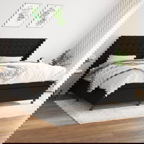 vidaXL Krevet s oprugama i madracem crni 160x200 cm od tkanine Cijene