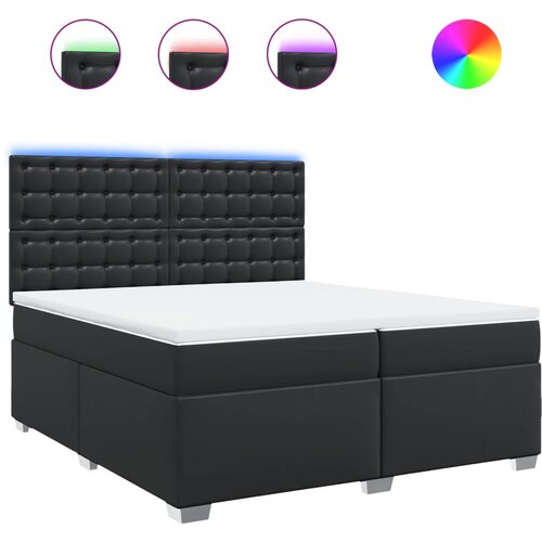 Maison Chic Box spring postelja - Vzmetna postelja z vzmetnico črna 200x200 cm umetno usnje SL23785, (21890811) Cene