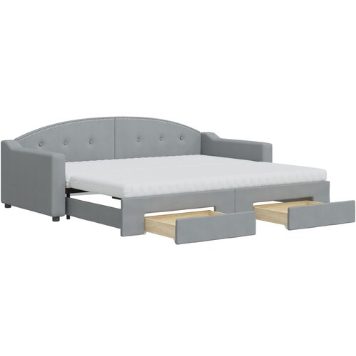 vidaXL izvlečna dnevna postelja s predali svetlo siva 90x200 cm blago, (20929745) Cene