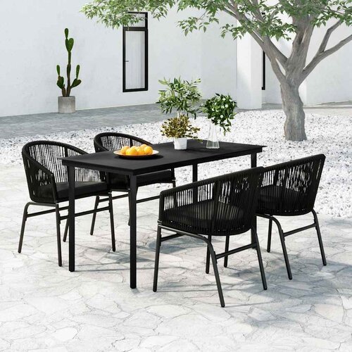  5-dijelni vrtni blagovaonski set crni Crna Dužina stola 140 cm Cene