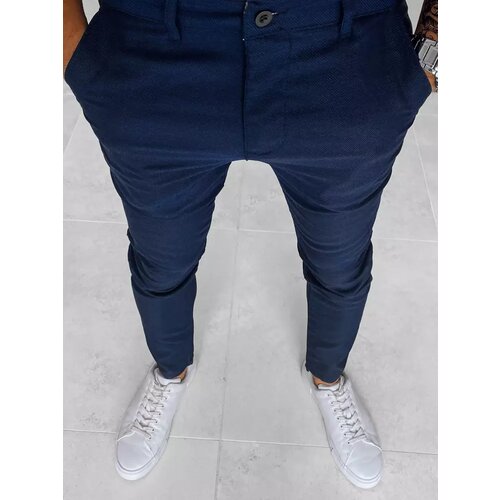 DStreet Men's chino herringbone trousers dark blue Slike