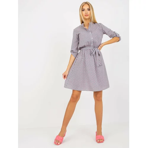 Fashion Hunters Gray patterned casual dress with viscose