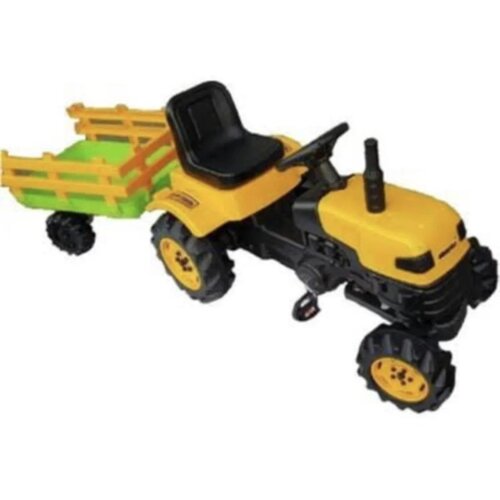 Dečiji traktor na pedale sa prikolicom zuta Slike