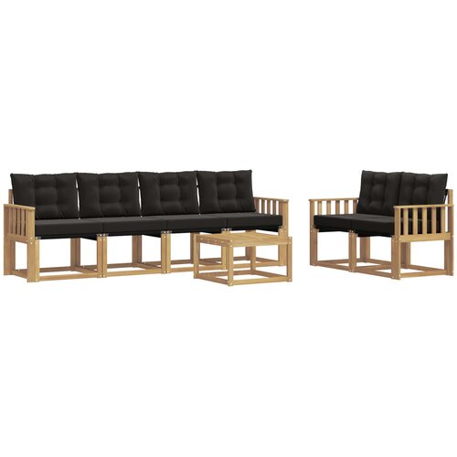 vidaXL Zunanja garnitura za sedenje z blazino 7 pcs Bela in črna, (5000272257) Cene