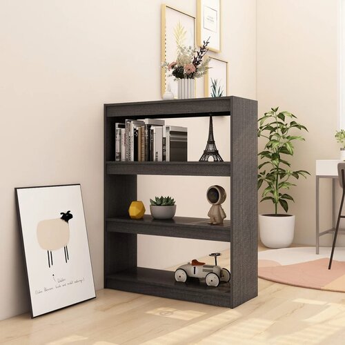 za knjige / sobna pregrada sivi 100x30x103 cm borovina Slike