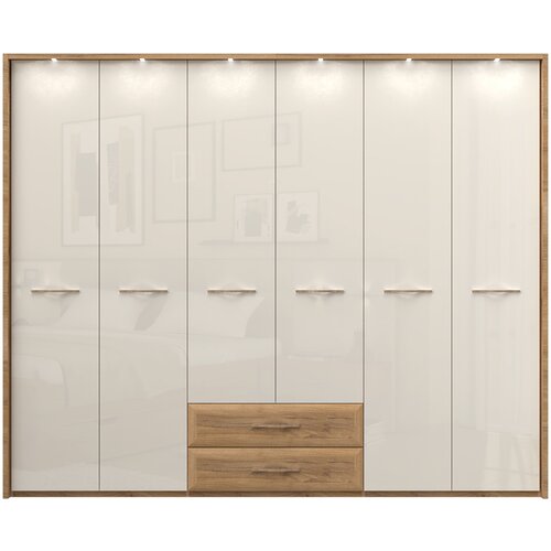 Jela Jagodina plakar P62B/GL - kolekcija Gala - Pacifik orah/Bež Lak - 272x227x60 cm Slike