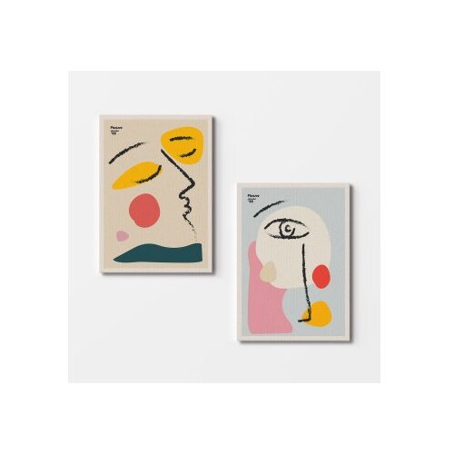 Wallity 2KNV4363 - 50 x 70 multicolor decorative canvas painting (2 pieces) Cene