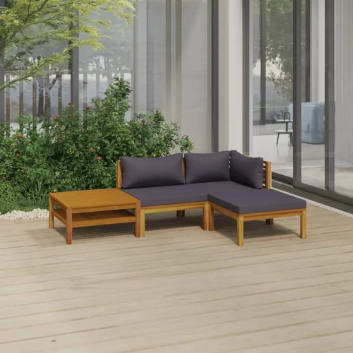  Vrtna sedežna garnitura 4-delna z blazinami trden akacijev les, (20676128)