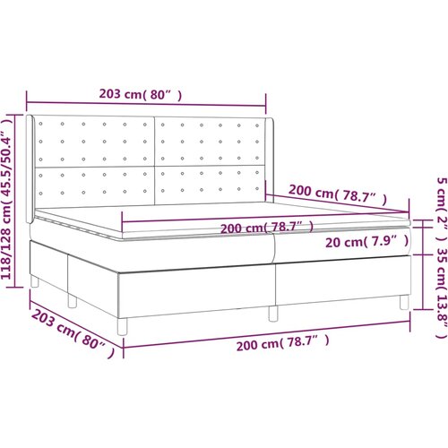  box spring s madracem LED svjetlosivi 200x200 cm bar&amp;scaron;un Slike