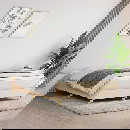 The Living Store Posteljni okvir krem 140x200 cm blago - Box Spring Posteljni Okvir, (21517085) Slike