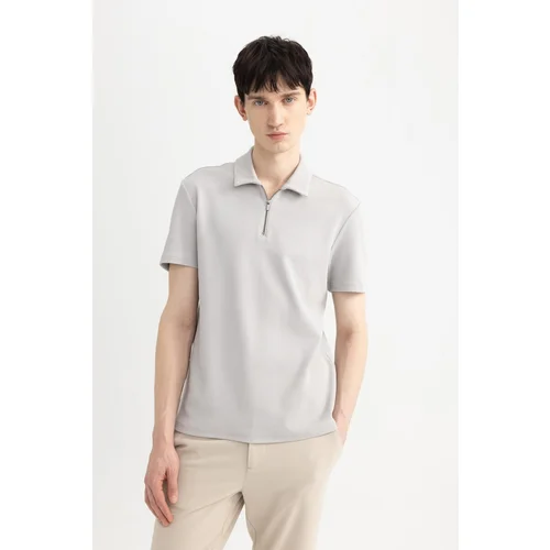 Defacto Regular Fit Zipper Collar Short Sleeve Polo T-Shirt