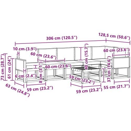  Set vanjskih sofa 7 kom. Prirodna i antracit Poliester Slike