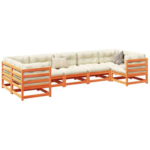  7-dijelni set vrtnih sofa s jastucima voštano smeđi od borovine Cijene