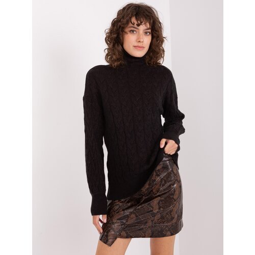 Fashion Hunters Black women's turtleneck with viscose Slike