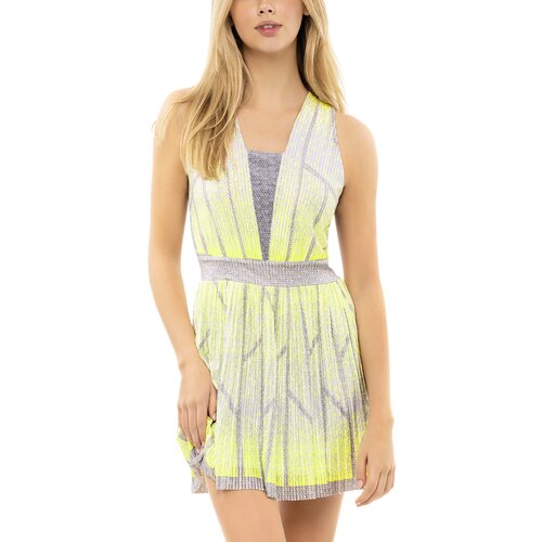 Lucky In Love Women's Dress Pleat Wave Dress Neon Yellow L Slike