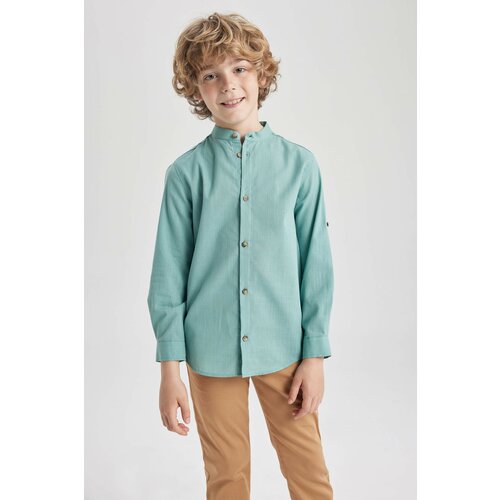 Defacto Boy Regular Fit Stand Collar Poplin Long Sleeve Shirt Slike