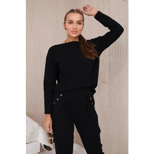 Kesi Cotton set with decorative press studs in black color Slike