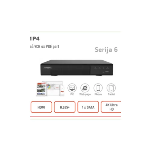 IP SNIMAČ 9CH / 4CH POE H.265 4K Serija 6