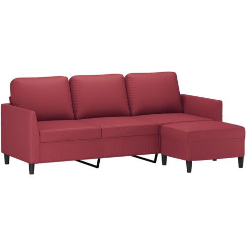  Trosjed s tabureom crvena boja vina 180 cm od umjetne kože Slike