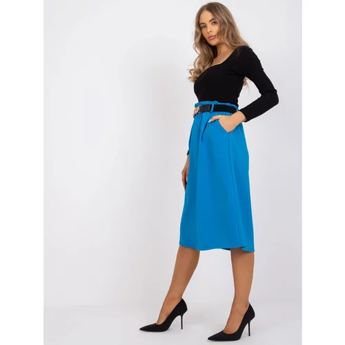 Fashion Hunters Light blue A-line midi skirt