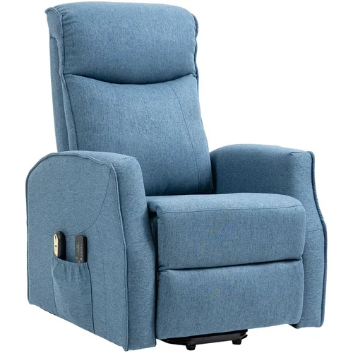 HOMCOM Relax fotelj z 8 masažnimi točkami, 135° nagibajoči se fotelj z naslonom za noge in dvema daljinskima upravljalnikoma, 74,5x87,5x110cm, modri, (20745087)