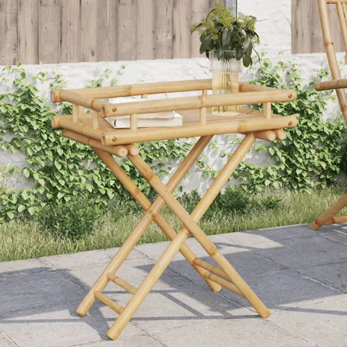 Sklopivi stol s pladnjem 60 x 40 x 68 cm od bambusa
