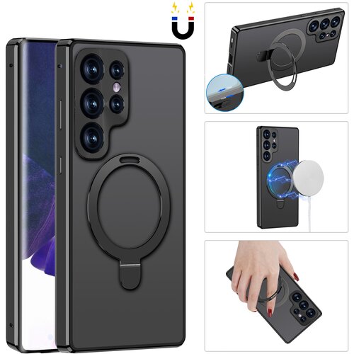 INF magnetna zaščitna torbica za telefon z zaščito zaslona in stojalom black samsung S22 ultra, (21257187) Cene