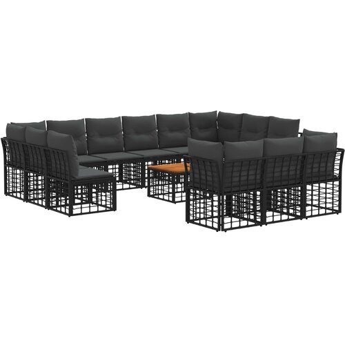  Set vanjskih sofa 14 pcs Crna i tamno siva Poliester Cijene