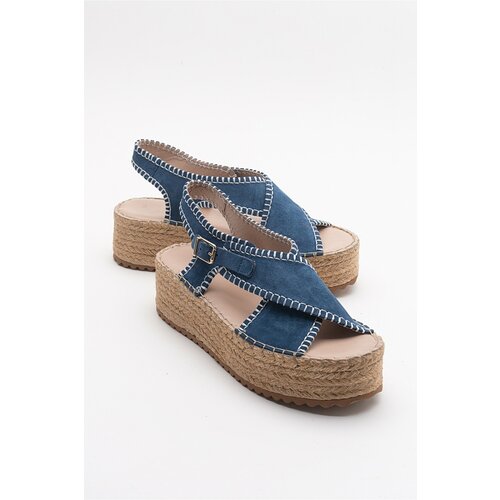 LuviShoes Bellezza Jeans Women's Blue Suede Genuine Leather Sandals Slike