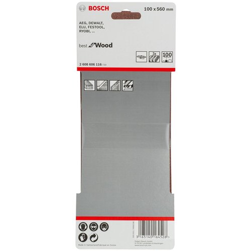 Bosch 3-delni set brusnih traka X440 100 x 560 mm granulacija 100 - pakovanje od 3 komada (2608606116) Slike