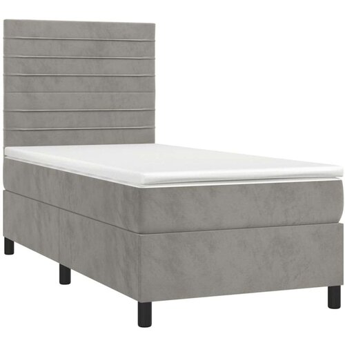 Krevet box spring s madracem LED svjetlosivi 90x190 cm bar&amp;scaron;un Slike