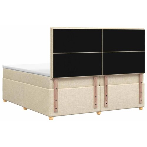  Boxspring krevet s madracem Krem 200 x 200 cm Tkanina - Krem 200 x 200 cm Dizajn linija Slike