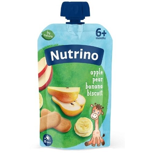 Nutrino voćna kaša jabuke, kruške i banane, sa dodatkom keksa i vitamina c, 6+, 100g Cene