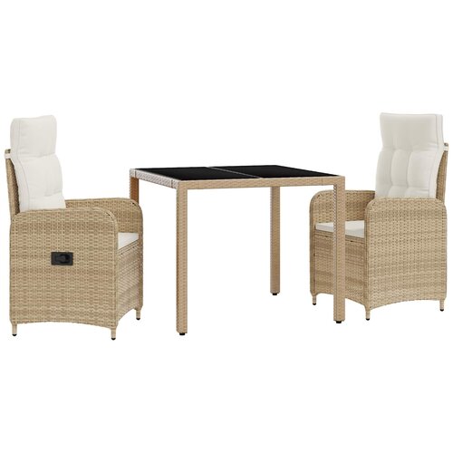 vidaXL Zunanja jedilnica z blazino 3 pcs Bež in smetanasto bela, (5000282477) Cene