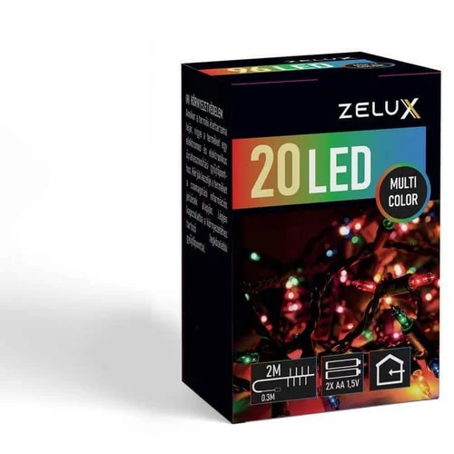 Zelux Novoletne lučke na baterije 20 LED 2m večbarvne prozoren kabel 2x AA