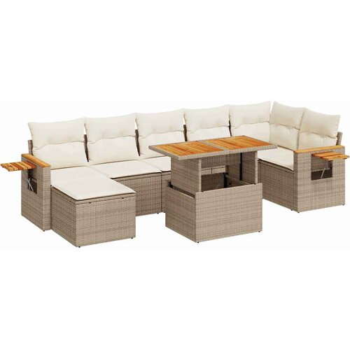 vidaXL 8-dijelni set vrtnih sofa od poliratana s jastucima bež bagrem Cene