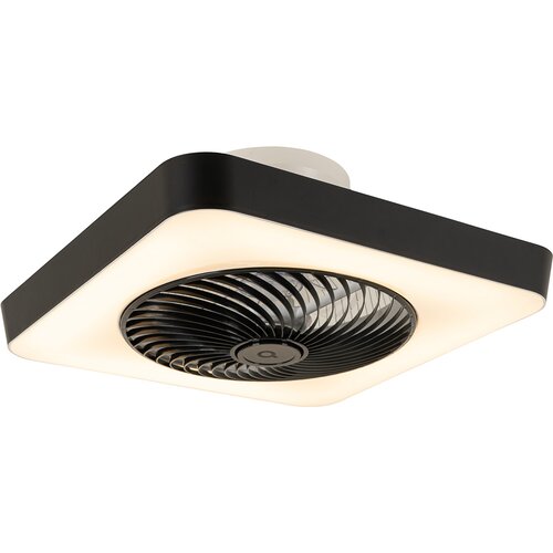 QAZQA Pametni stropni ventilator kvadratne črne barve z LED zatemnitvijo - Climo Cene