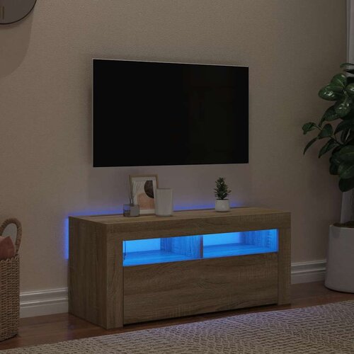 TV ormarić s LED svjetlima boja hrasta sonome 90 x 35 x 40 cm Cene