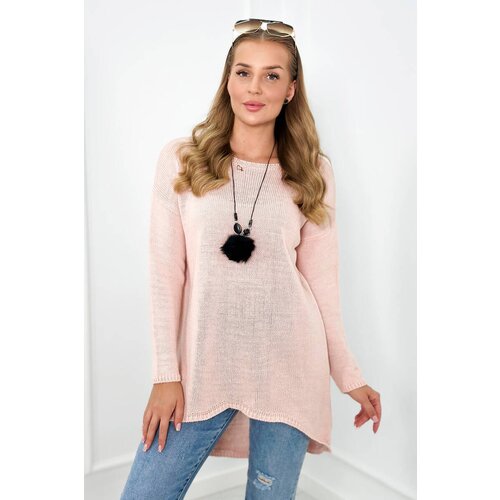 Kesi Sweater with necklace powder pink Slike