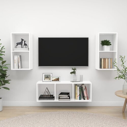 VidaXL 3-dijelni set TV ormarića bijeli od iverice Slike
