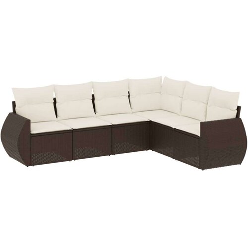 VidaXL 6-dijelni set vrtnih sofa od poliratana s jastucima smeđi Slike