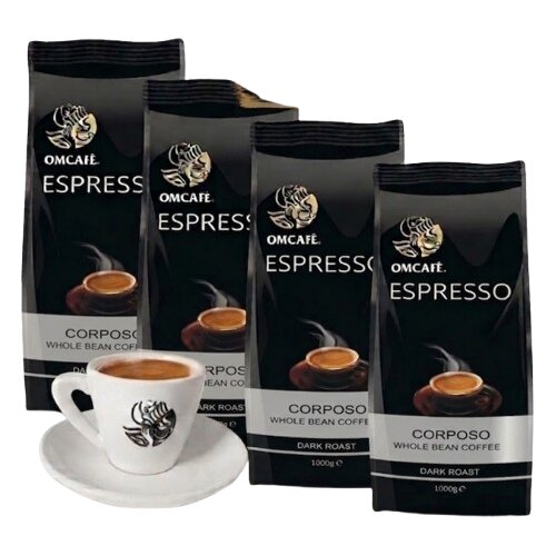 OMCAF&amp;Eacute; Omcafe Espresso Corposo, 4x1 kg + 6 &amp;scaron;oljica Slike