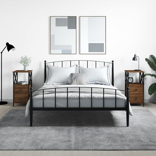 VidaXL Nočna omarica 2 kosa rjavi hrast 34x35,5x70 cm inženirski les Slike