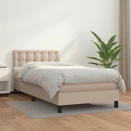 Box spring postelja z vzmetnico kapučino 100x200cm umetno usnje, (20727134)