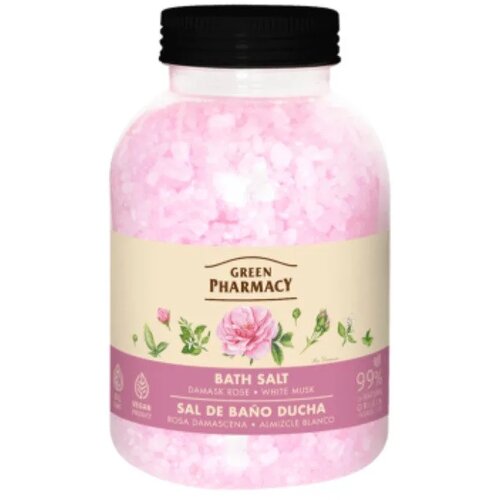 Sol za kupanje i pedikuru Green Pharmacy 1000 g &amp;ndash; Damask rose and White Musk Slike