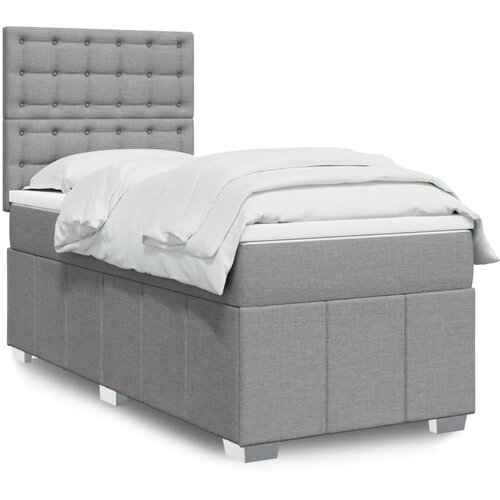 vidaXL Box spring postelja z vzmetnico svetlo siva 80x200 cm blago Cene