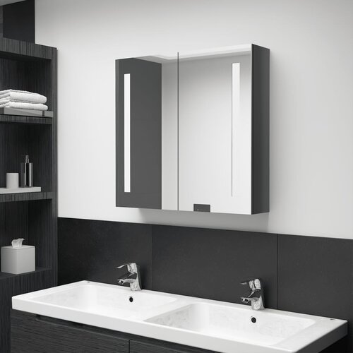 vidaXL LED kopalniška omarica z ogledalom sijoče siva 62x14x60 cm Cene