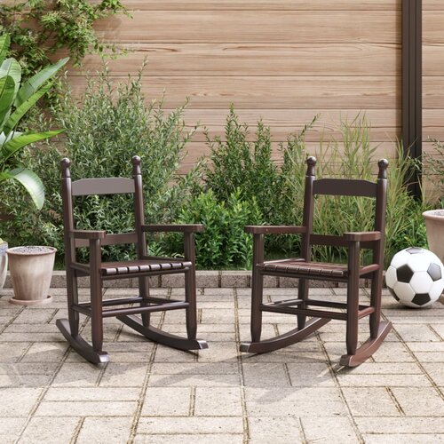  The Living Store Otroški gugalni stol 2 kosa rjav trdna topolovina - Gugalni Stol, (21498533) Cene